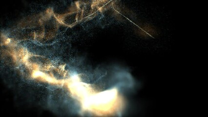 Wall Mural -  Golden and Blue Glitter Particles Loop Background Transparent Video. Glittering particles animated on Transparent background