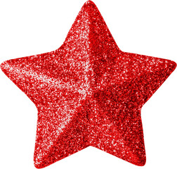 red christmas star glitter sticker isolated on white background