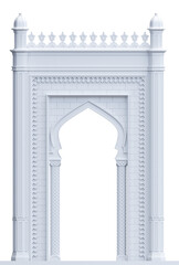 Wall Mural - 3d illustration. Eastern marble arch of the mosaic. Carved architecture and classic columns. Indian style. Decorative architectural frame .