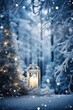 Winter Wonderland Window Scene - illustrated winter scene through a frosty window, twinkling stars - AI Generated