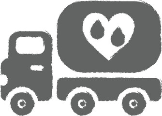 Poster - blood delivery, transportation icon grunge style vector