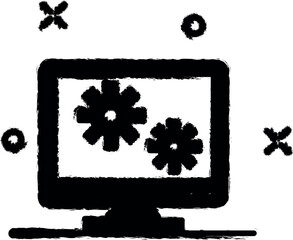 Poster - computer settings colored icon grunge style vector