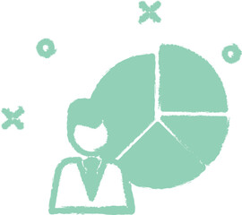Poster - Characteristics of staff diagram pie colored icon grunge style vector