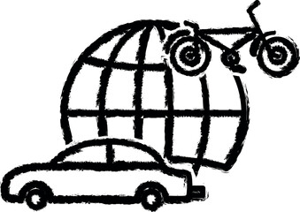Poster - bicycle, car, pollution icon grunge style vector