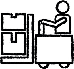 Poster - man on the loader outline icon grunge style vector