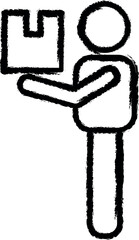 Poster - person with parcel outline icon grunge style vector