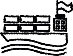 Poster - ship with containers outline icon grunge style vector