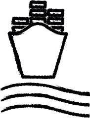 Poster - ship with containers front view outline icon grunge style vector