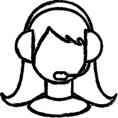 Poster - call center employee outline icon grunge style vector