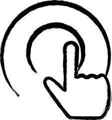 Poster - hand on button outline icon grunge style vector