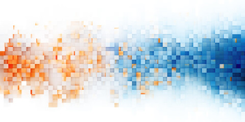 Poster - blue and orange pixels abstract background design isolated on white or transparent png