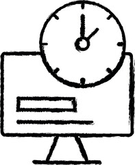 Poster - Computer, time, clock icon grunge style vector