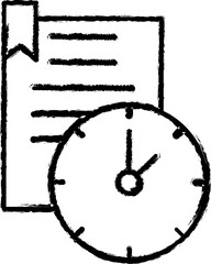 Poster - Work, clock, time, document icon grunge style vector
