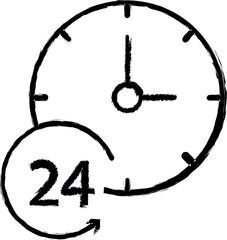 Poster - 24 hour, forward, time icon grunge style vector
