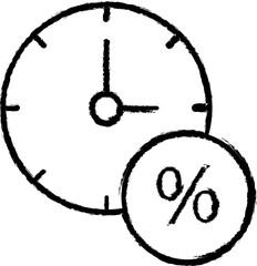 Poster - Per- cent, time, clock icon grunge style vector