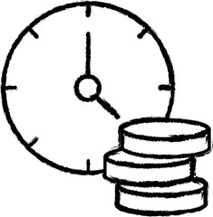 Poster - Coins, time, clock icon grunge style vector