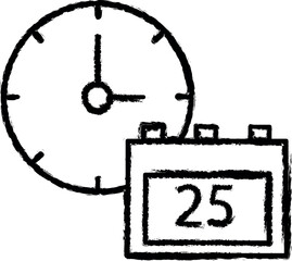 Poster - Calendar, clock, time icon grunge style vector