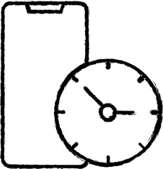 Poster - Phone, time, clock icon grunge style vector