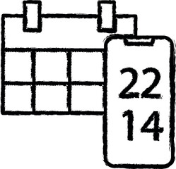 Poster - Calendar, phone, time icon grunge style vector