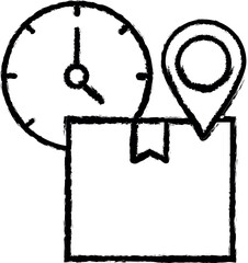 Poster - Location, box, time icon grunge style vector