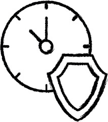Poster - Shield, time, clock icon grunge style vector