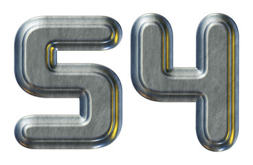 Poster - Number 54 with silver metallic style isolated on transparent background for education concept