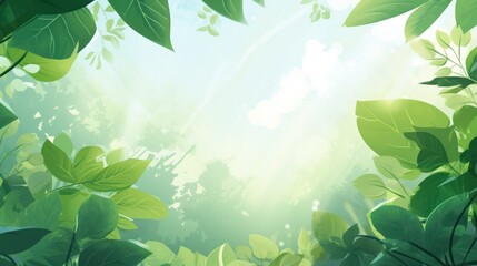 Poster - Close-up of light green leaves and sunlight. Blurred background. Beautiful natural bokeh. Copy the space for entering text.