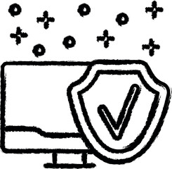 Poster - Computer protection shield icon grunge style vector