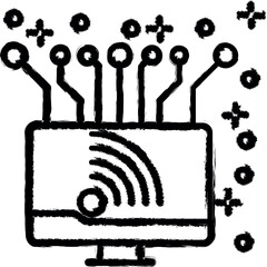 Poster - Computer wireless icon grunge style vector