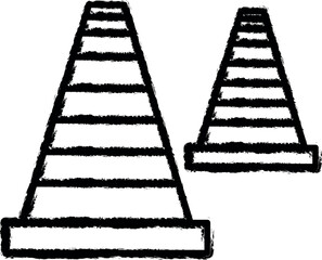 Poster - road cones outline icon grunge style vector