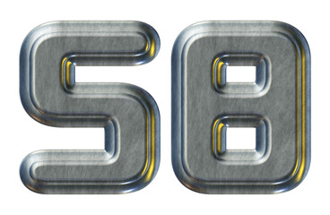 Poster - Number 58 with silver metallic style isolated on transparent background for education concept