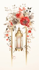 Wall Mural - christmas lantern and candle