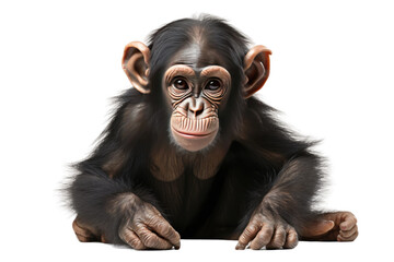 Chimpanzee Intelligent Ape on a White or Clear Surface PNG Transparent Background