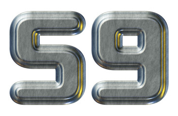 Poster - Number 59 with silver metallic style isolated on transparent background for education concept