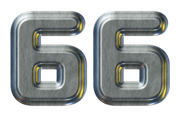Poster - Number 66 with silver metallic style isolated on transparent background for education concept