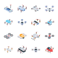 Sticker - Pack of Drones Isometric Icons 

