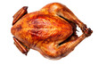 Overhead top view or a fresh roast turkey or chicken isolated on a plain background