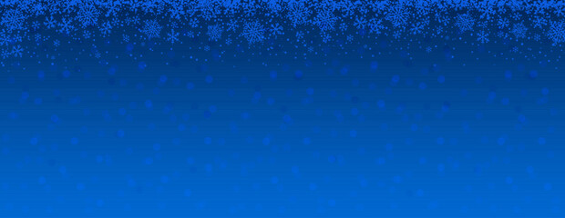 Wall Mural - Blue Christmas banner with snowflakes and stars. Merry Christmas and Happy New Year greeting banner. Horizontal new year background, headers, posters, cards, website. Vector illustration