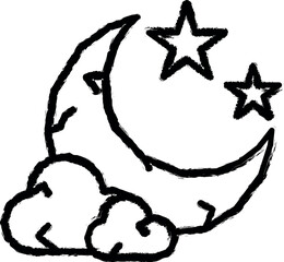 Poster - Moon, cloud, stars icon grunge style vector