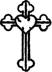 Poster - Cross, heart icon grunge style vector