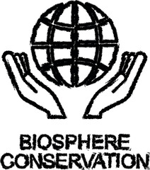 Poster - biosphere conservation outline icon grunge style vector