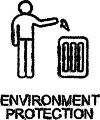 Poster - environment protection outline icon grunge style vector