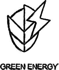 Poster - green energy outline icon grunge style vector