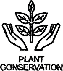 Poster - plant conservation outline icon grunge style vector