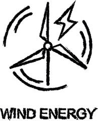 Poster - wind energy outline icon grunge style vector