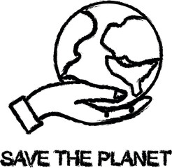 Poster - save the planet outline icon grunge style vector