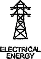 Poster - electrical energy outline icon grunge style vector