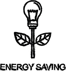 Poster - energy saving outline icon grunge style vector