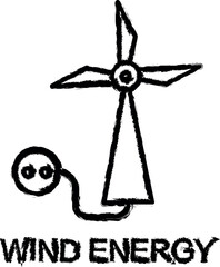 Poster - wind energy outline icon grunge style vector
