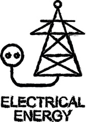 Poster - electrical energy outline icon grunge style vector